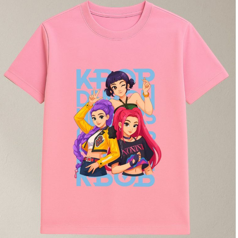 Camiseta 100% algodão K-pop confortavel varias cores unissex Infantil e adulto
