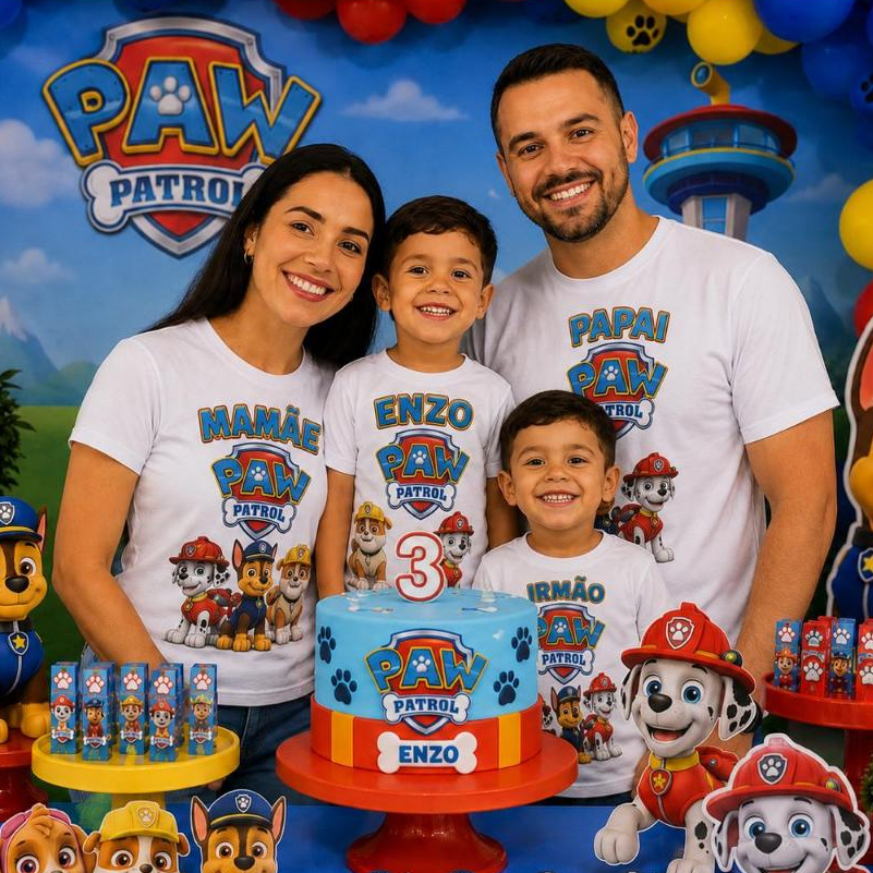 KIT COM 4 CAMISETAS PERSONALIZADAS ANIVERSÁRIO INFANTIL- PERSONALIZAMOS DO SEU JEITO TODOS OS TEMAS OU FOTO-FAZEMOS ARTE