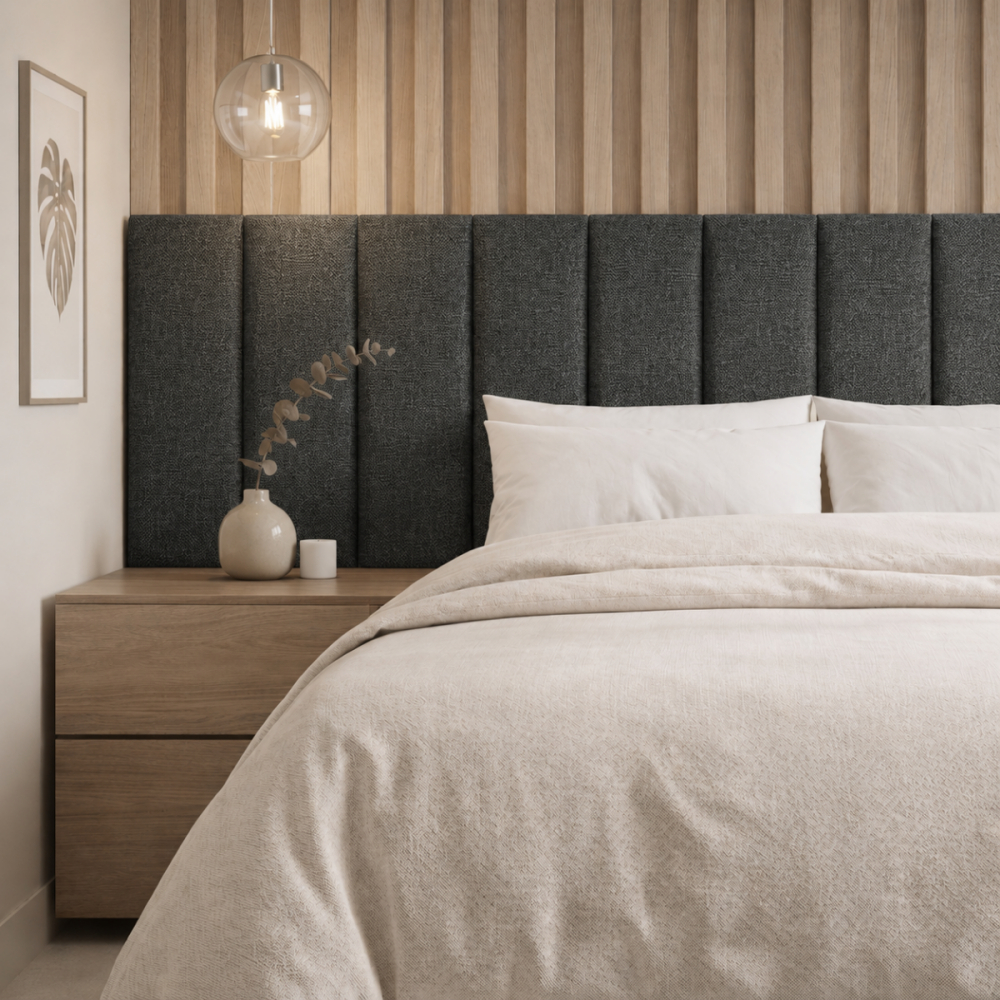 Cabeceira Ripada 60x20 Estofada Em Linho / Veludo Madeira Adesiva Placa Modulada Diversas Cores