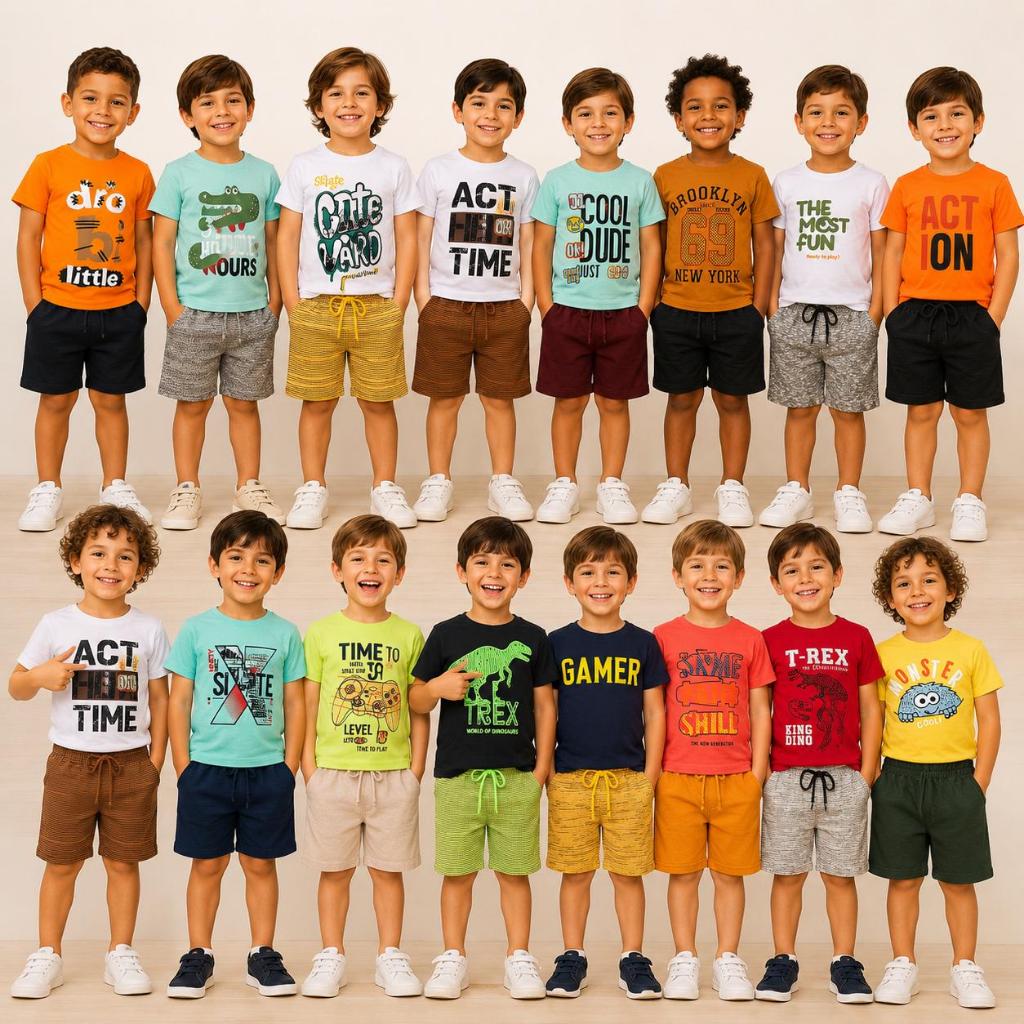 Kit 2 a 10 Peças de Roupas Infantil Menino Conjuntos de Roupa Verão Masculino