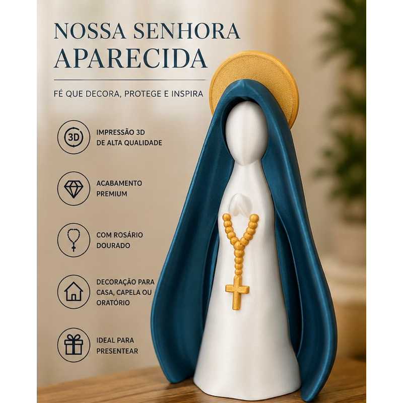 Nossa Senhora em 3D Minimalista - Decoração Religiosa Moderna - Presente Católico - Fé - Devoção - Decoração para Casa