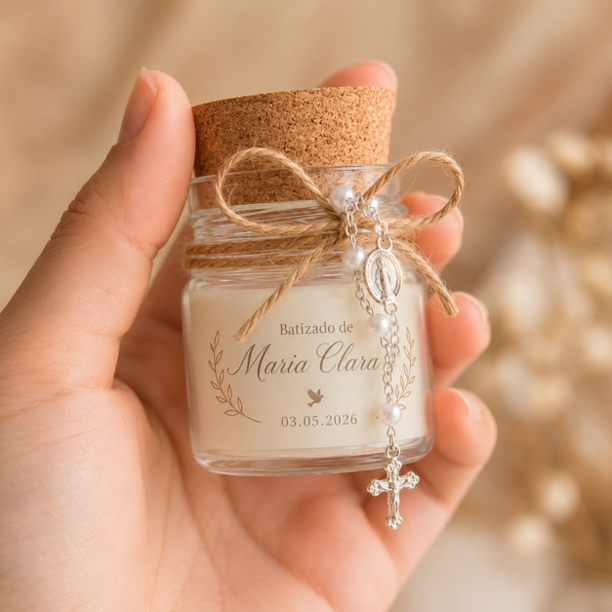 Vela Aromática Personalizada para Lembrancinha 10 unidades |  Batizado, Chá de Bebê, Maternidade
