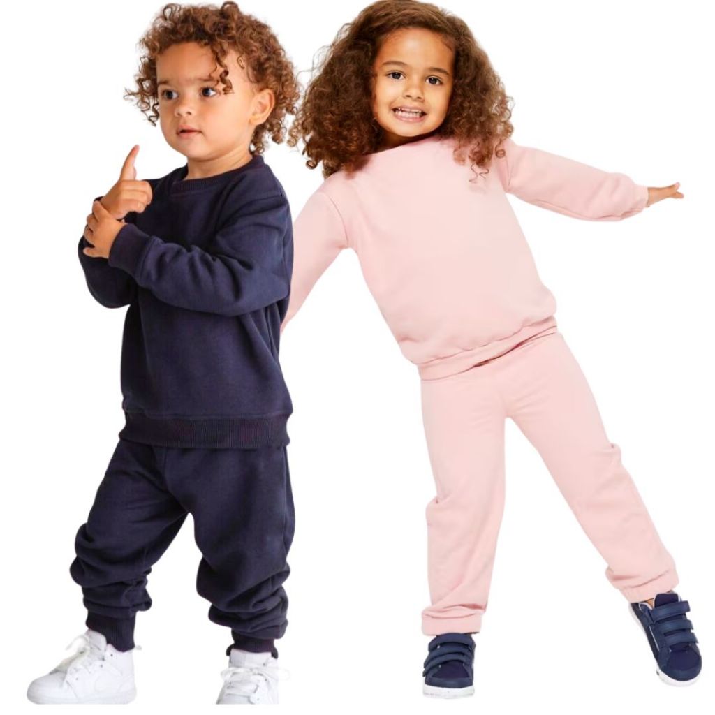 Kit 4 Peças- 2 Conjuntos de Moletom Infantil Minimalista Peluciado Blusa e Calça Roupa de Inverno Menino e Menina