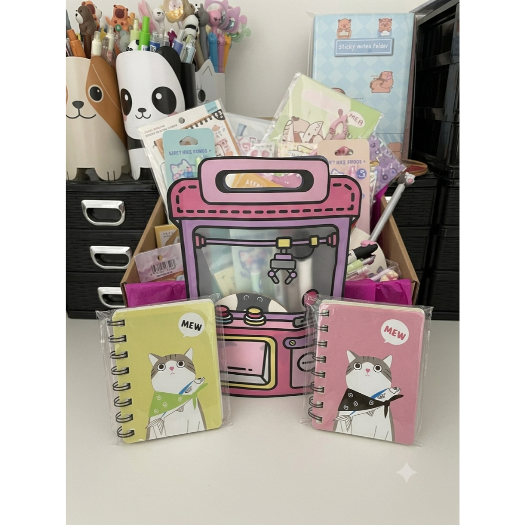 Kit Papelaria 11 itens surpresa Gato Pacote Misterioso Premium Papelaria kawaii Capsule Scoop