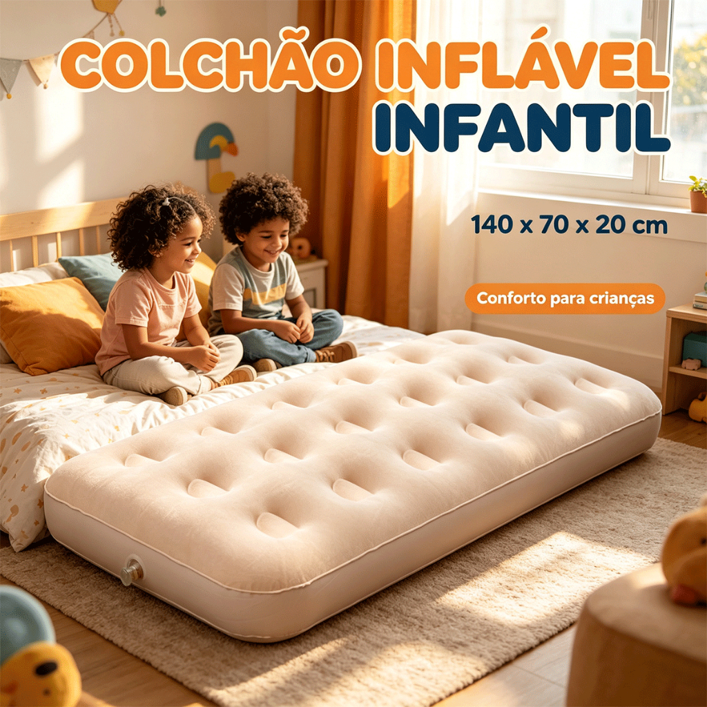Colchão inflável para crianças 140x70cm-inflável, confortável, viagem e festa