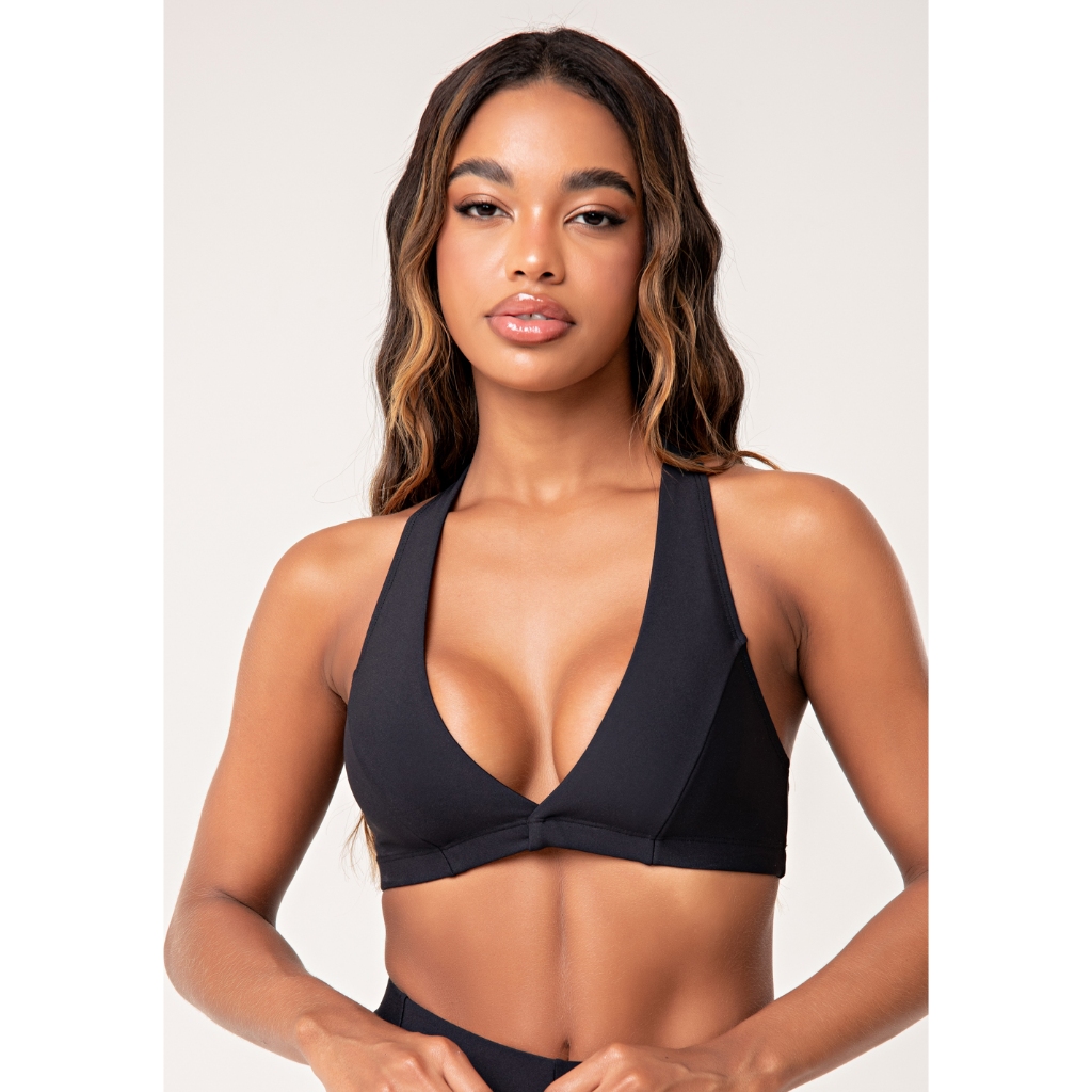TOP FITNESS FEMININO COM DECOTE V TRANSPASSADO LUSH DLK