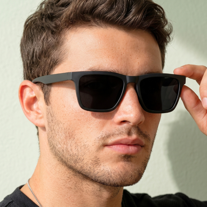 Óculos de Sol Napole Preto Fosco Quadrado Premium Clássico Esportivo uv400 Feminino Masculino