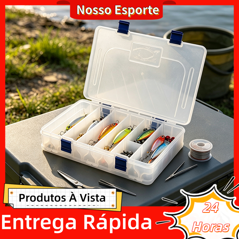 Combo 2 Estojo Dupla Face Organizador Isca Artificial Transparente (16 divisórias)