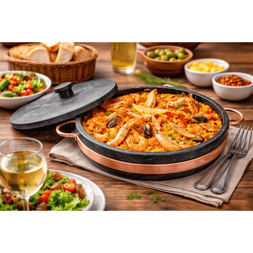 Paella Paeja de Pedra Sabão Com Tampa Arte Nativa