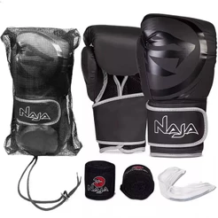 Luva Boxe / Muay Thai - Black Naja - Conjunto Bandagem rápida 3,5m + Bucal