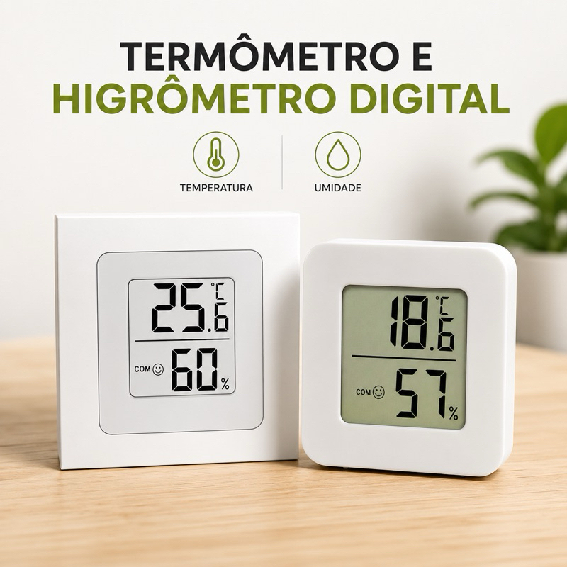 Mini Termômetro Digital LCD Ambiente Com Higrômetro Temperatura Umidade