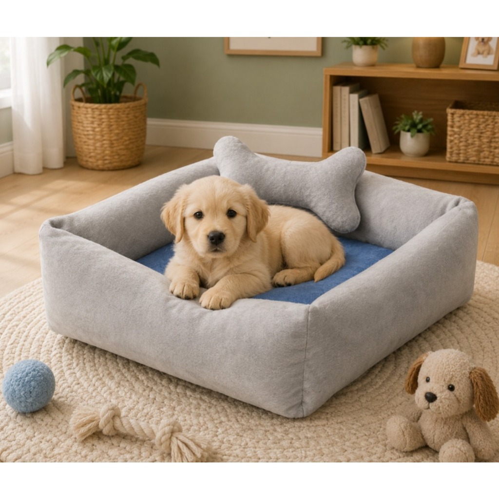 Cama Pet Quadrada Para Gatos e Cachorros Pelúcia Velboa 55cm x 50cm Impermeável Antiderrapante