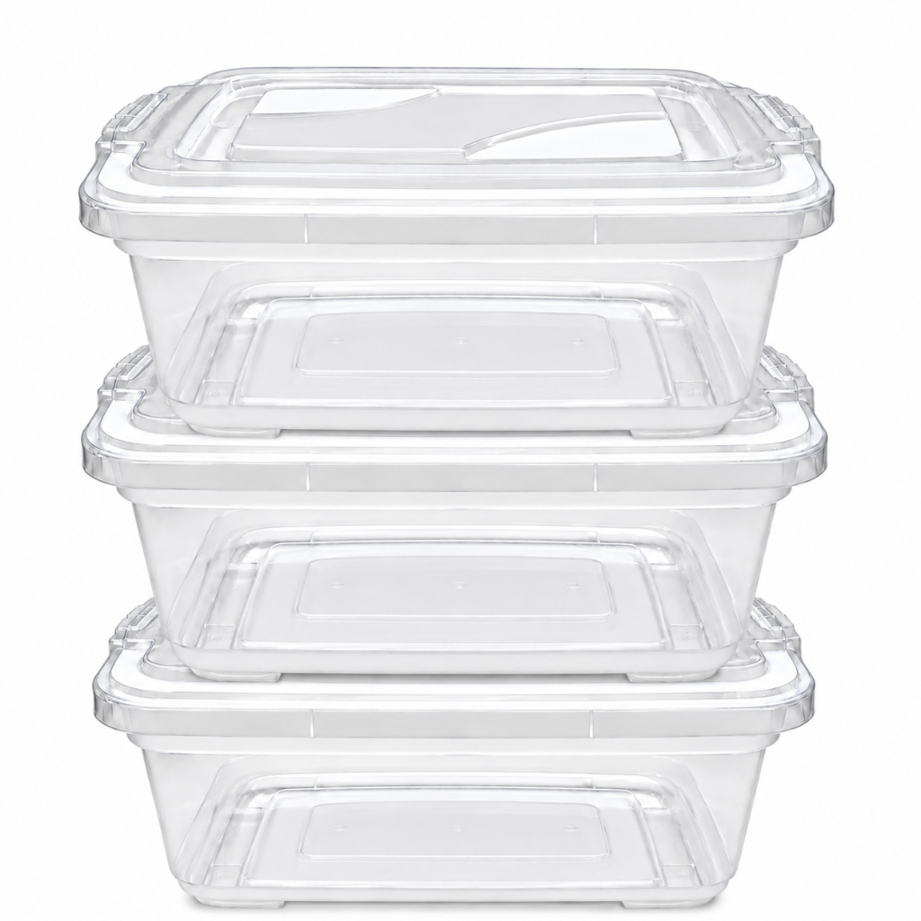 Kit 3 Caixas Organizadoras Plástico Transparente 6 Litros com Travas Multiuso Domestico Brinquedos Roupas Ferramentas