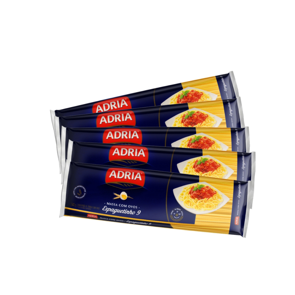 Kit 5un Macarrão com Ovos Adria Espaguetinho Nº 9 500g
