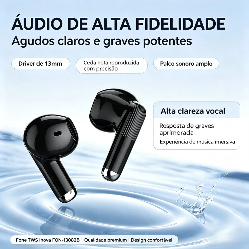 Fone de Ouvido Sem Fio Bluetooth 6.0 TWS 9D com Microfone — foto 6