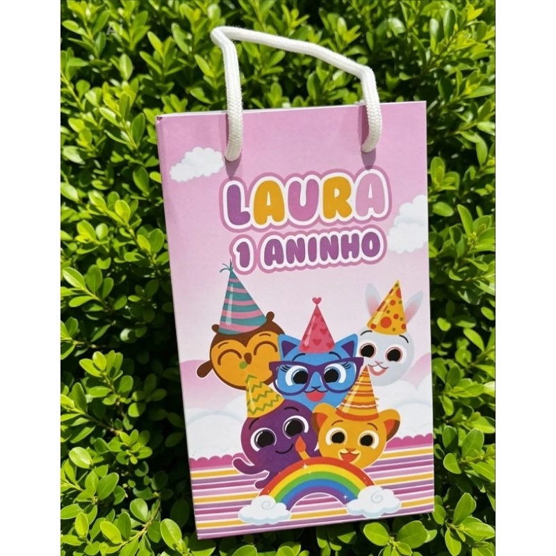 Sacolinha Personalizada Pequena, Bolofofo Menina, PEGUE E MONTE. Lembrancinha Festa de Aniversário