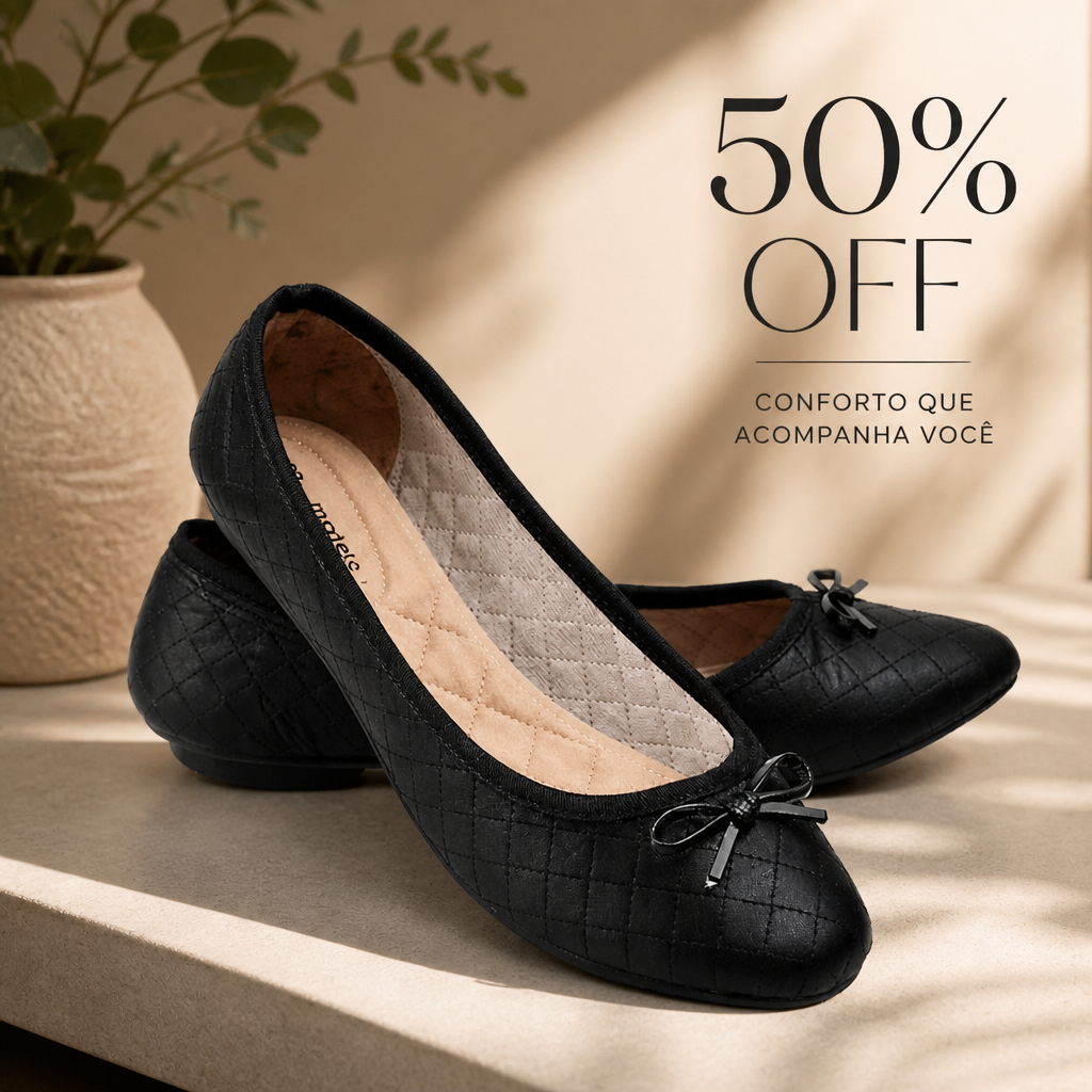 Sapatilha Feminina Casual Conforto Extra Leve Macia Flexível Bico Redondo Elegante Dia a Dia Oferta