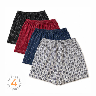 Kit 4 Samba Canção Short Masculino Pijama Adulto Cores Sortidas Cós com Elástico