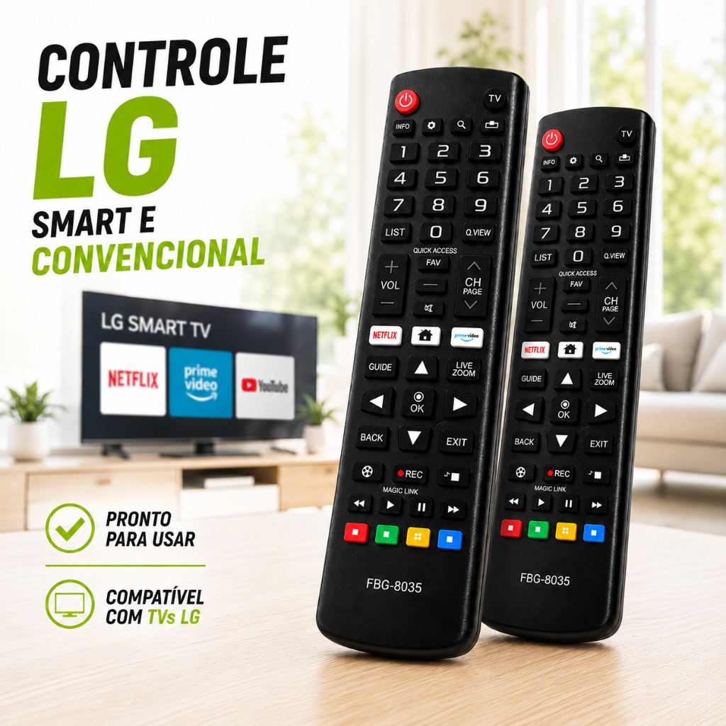 Controle Remoto Compatível TV LG Smart LCD LED Substitui Original ENVIO IMEDIATO