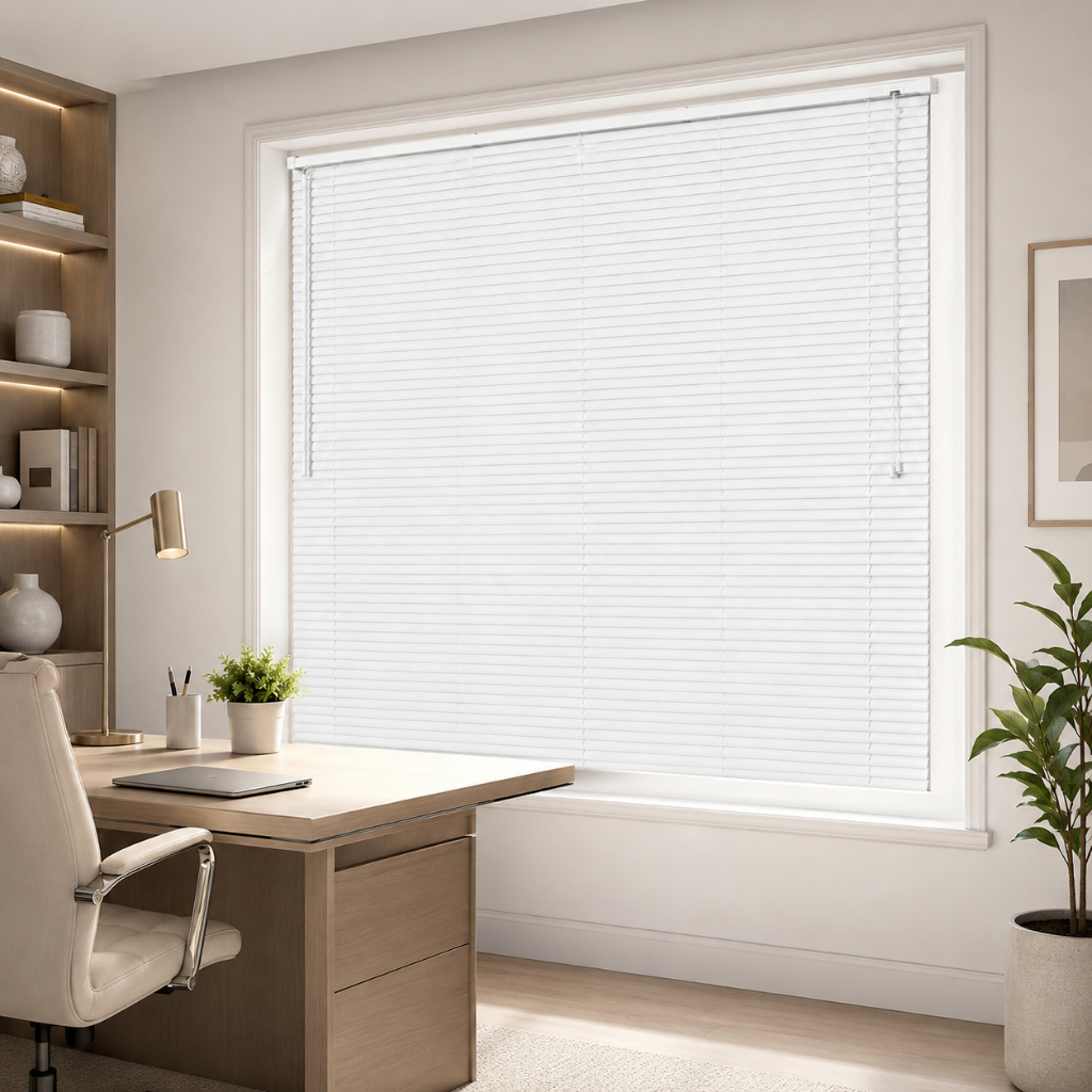 Persiana Horizontal PVC Janela Escritório Home Office Sala Quarto Controle de Luz e Privacidade Fret