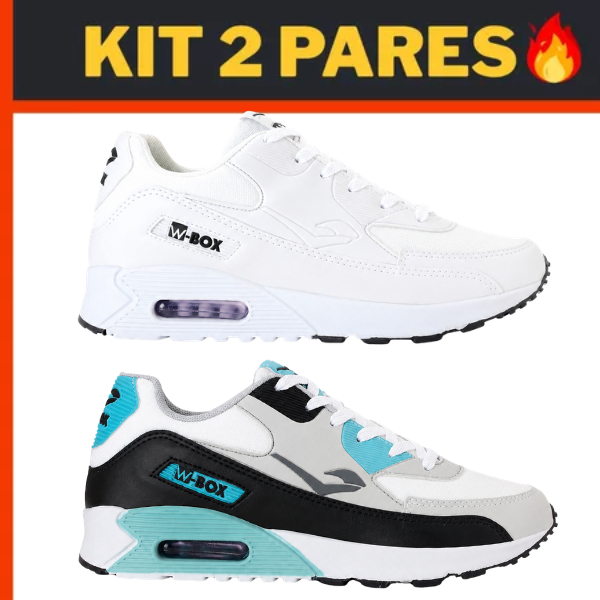 Combo Tênis Casual W-Box Pulse 90 – Masculino e Feminino com Tecnologia Air e Solado Confortável