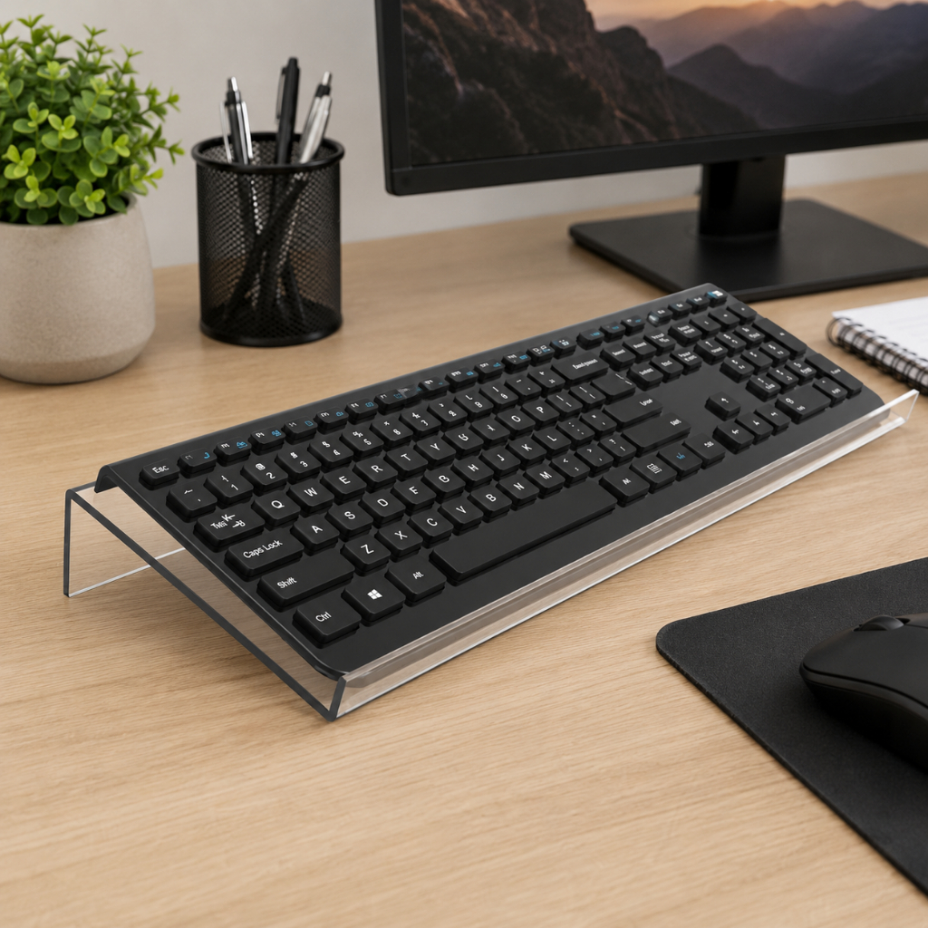 Suporte Teclado Em Acrílico Design Ergonômico Organização Durável Escritório Informática