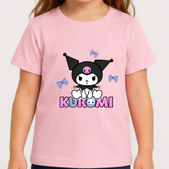 Camiseta Infantil Kuromi Blusa Menina Algodão Confortável Personagem Anime Sanrio Tendência Moda Blogueirinha Envio Rápi