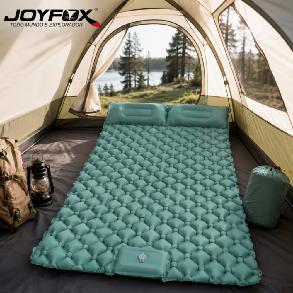 Colchão Inflável Automático De Casal Sleeping Pad Ar Externo Portátil De Acampam