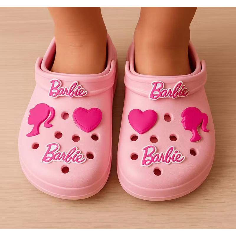 Babuche emborrachado infantil confortável para menina coração Barbie