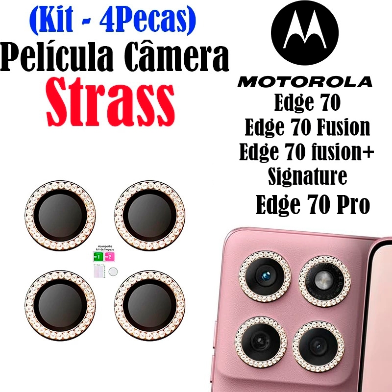 (KIT 04X)Película Câmera Strass Edge 70/Edge 70 FUSION/Edge 70 FUSION+/Signature Pro Protetor Lente Diamonte Colorido