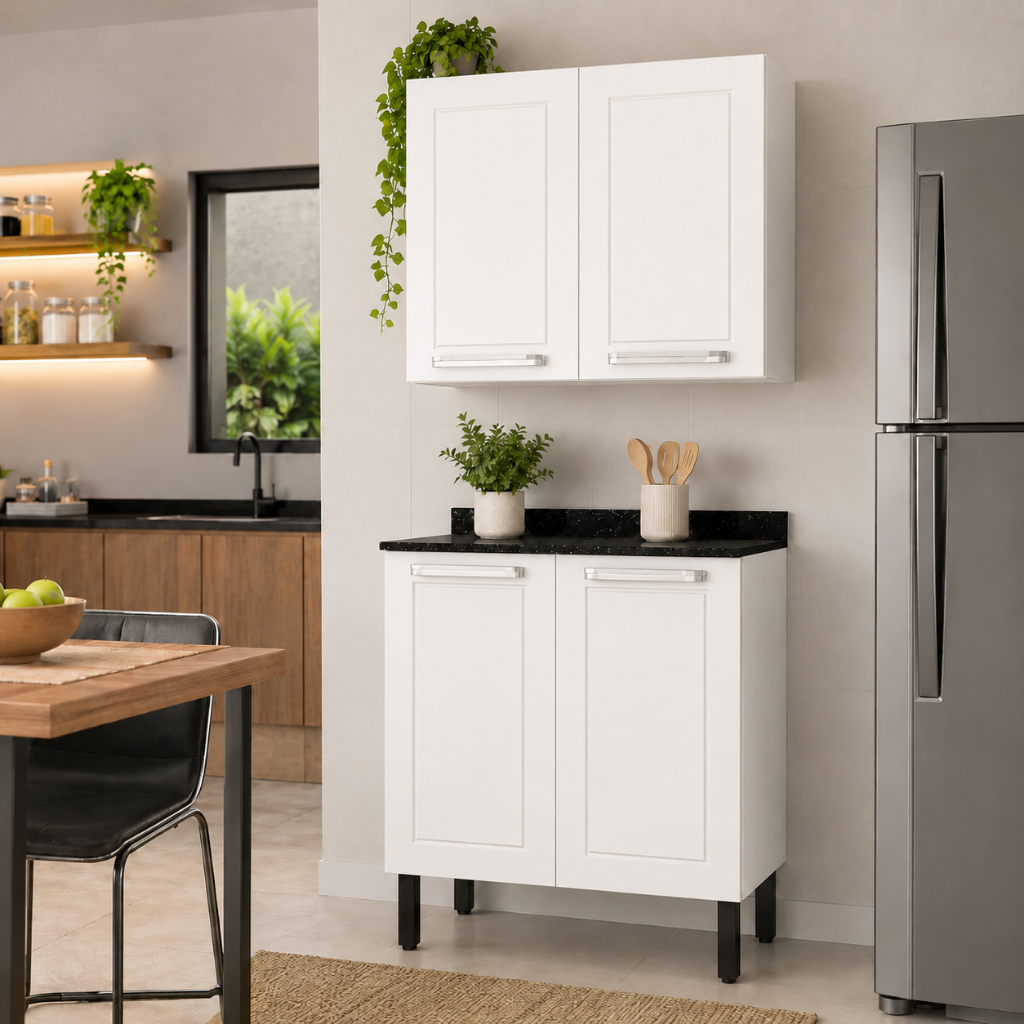 Cozinha Compacta Florença 2 Peças 4 Portas Branco