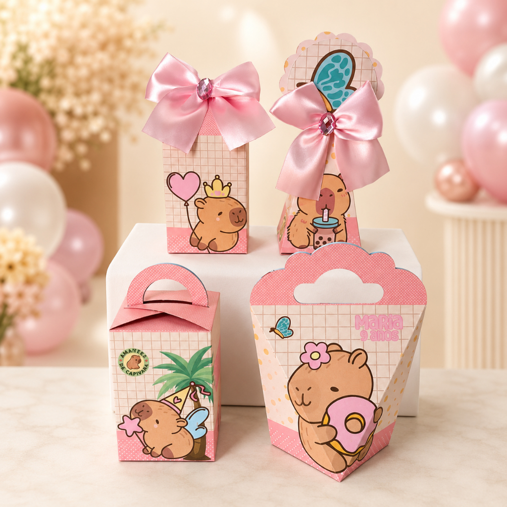 Personalizados Capivara Menina - KIT FESTA - CAIXINHAS PERSONALIZADAS - ANIVERSÁRIO - LEMBRANCINHAS