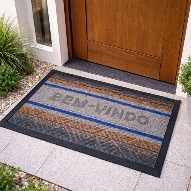 TAPETE BEM VINDO DE PORTA 40x60 CAPACHO ENTRADA EMBORRACHADO ANTIDERRAPANTE ESTAMPADO PARA CASA