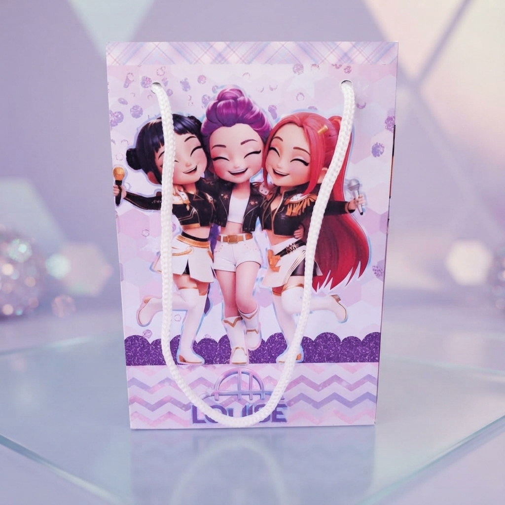 Sacolinha personalizada PP HUNTRIX POP GUERREIRAS - PEGUE E MONTE ~ Personalizados lembrancinhas