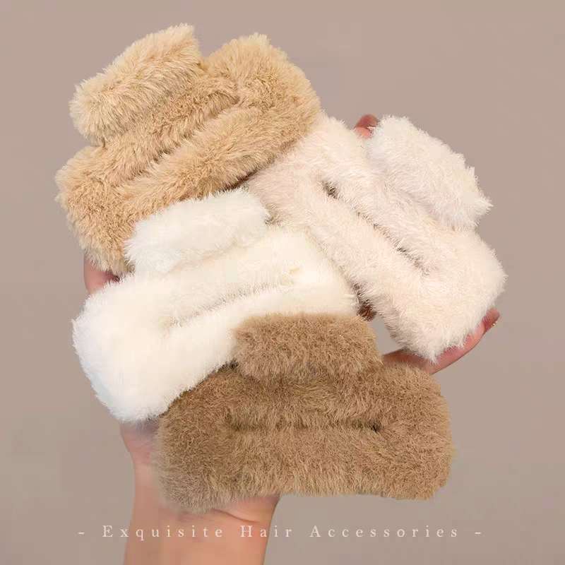 Grampo De Garra De Cabelo De Pele Sintética – Prendedor Grande Boho Chique Para Mulheres , Acessório Elegante Retangulo