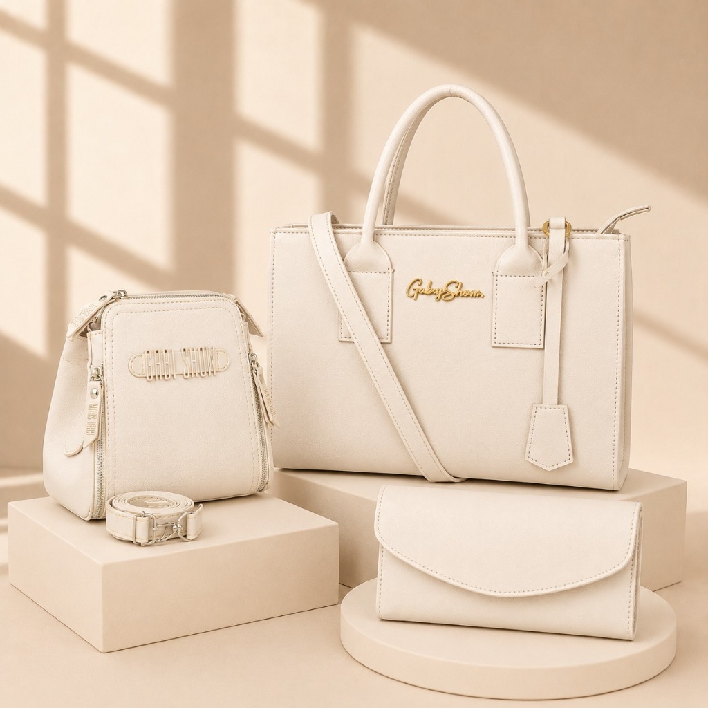 Kit Bolsas Gaby Show Bolsas Femininas, Bolsa Média Anjik + Bolsa Pequena 3 Zíper + Carteira Feminina