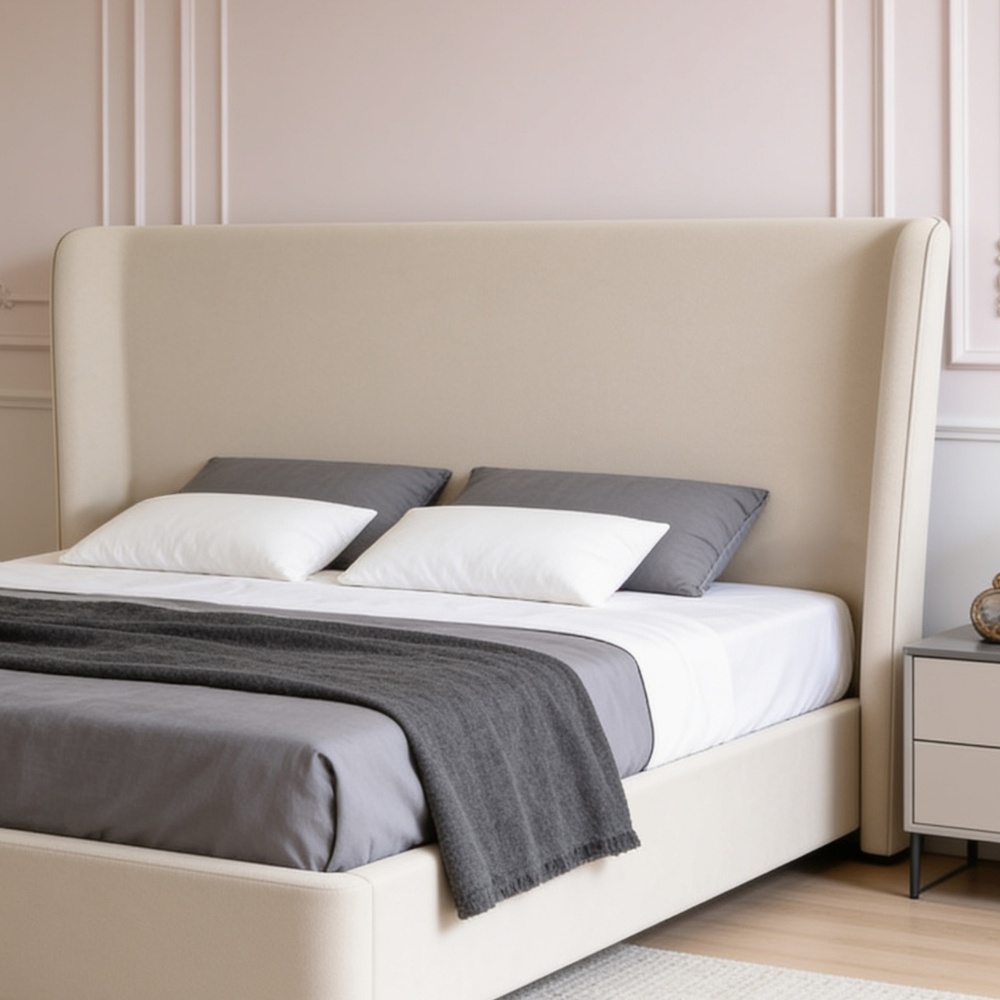 Cabeceira Cama Box Queen 160cm Nilo P05 Veludo Bege - Lyam Decor