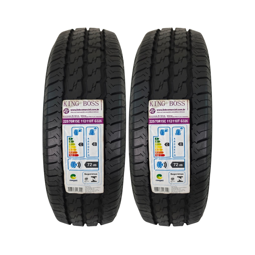 KIT 02 PNEUS 225/70R15C 112/110T G326 KINGBOSS CARGA ARO 15 FIORINO DOBLO KANGOO PARTNER