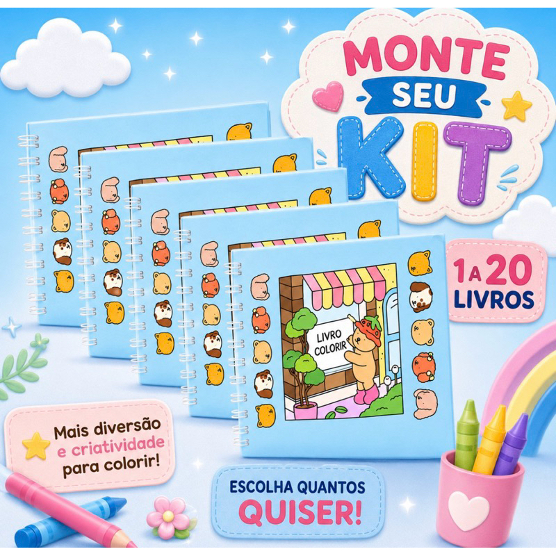 Melhor Livro De Colorir Pintar Infantil Ursinhos Fofinhos