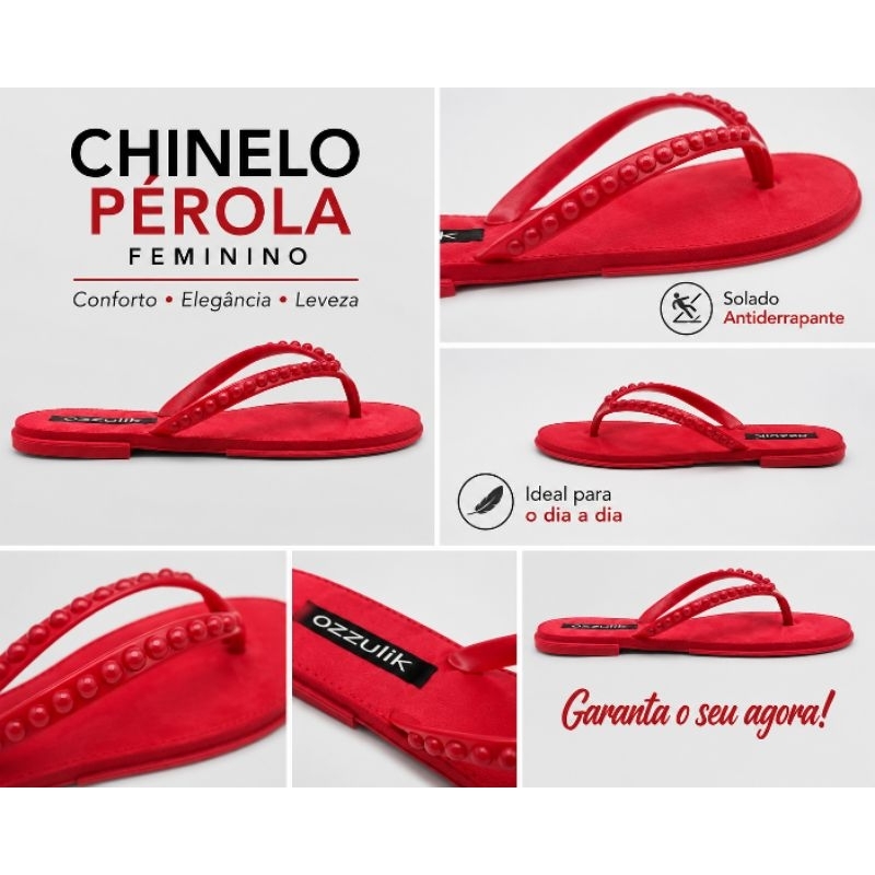 Chinelo Feminino Pérola Confortável Antiderrapante Rasteirinha Elegante Casual — CLICK GARIMPO
