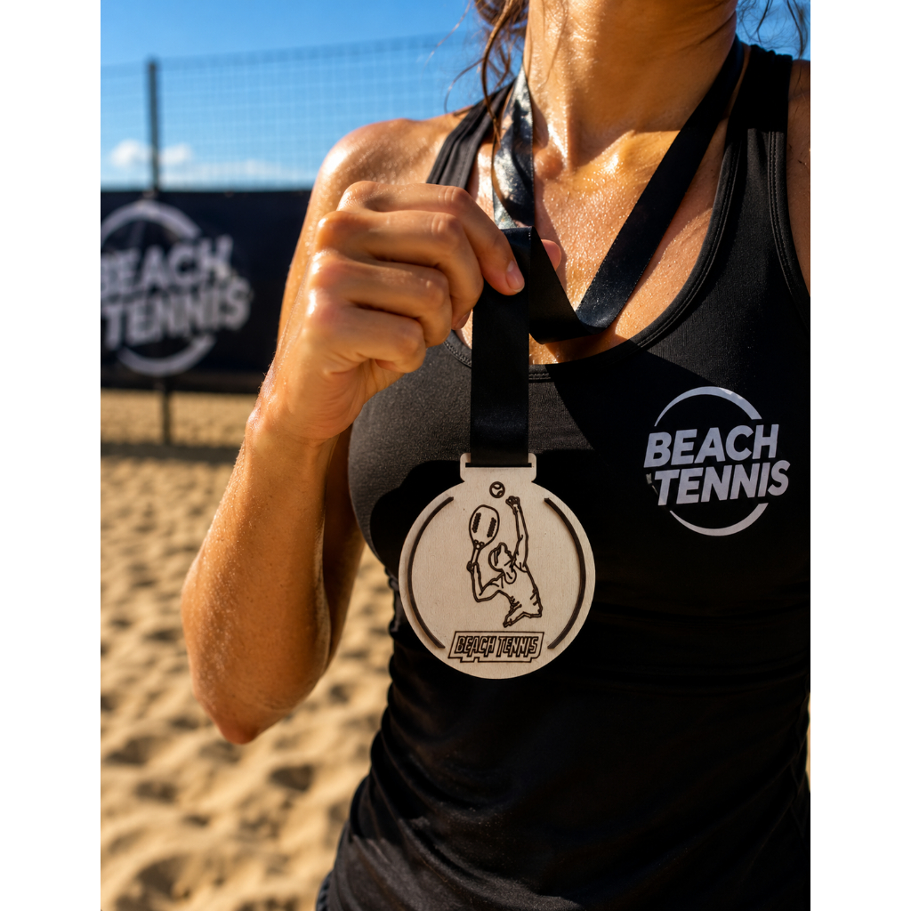 15 Medalhas Participação Beach Tennis Masculino Branco