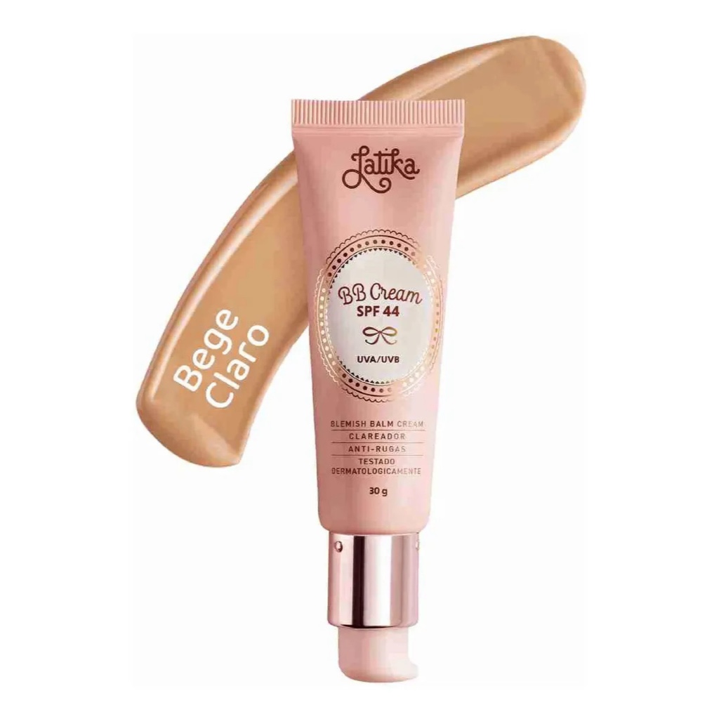 BB Cream Latika FPS 44 Base Facial Clareadora para Maquiagem N10 Tom Bege Claro