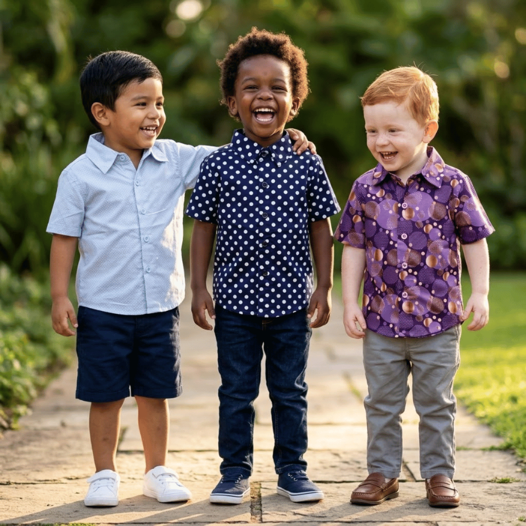 Camisa Manga Curta Menino Estampa Poá Bolinhas Infantil Festa Aniversário Passeio Tamanho 01 ao 08