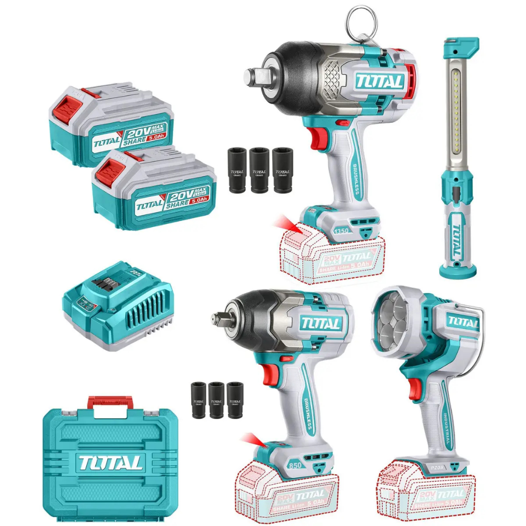 Kit Ferramentas Sem Fio Total 20V UTOSLI251082 Combo 4 Ferramentas Com Baterias e Carregador