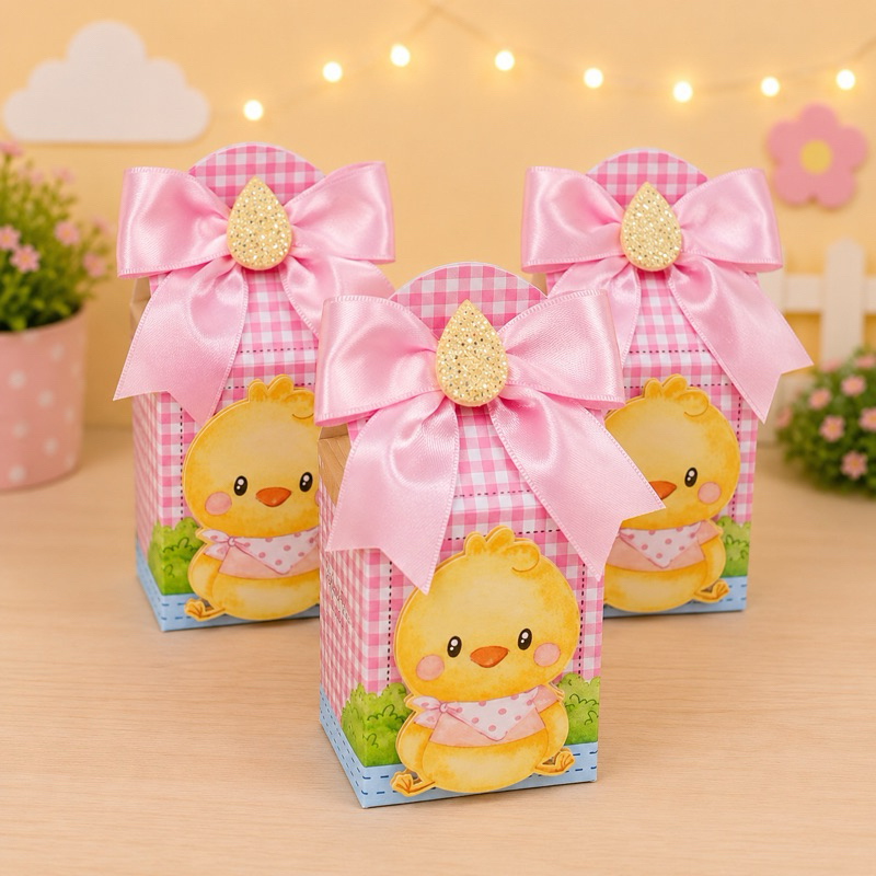 10 Caixas Milk Personalizadas - Fazendinha Rosa Menina - Lembrancinha para Festa Infantil - Aniversário