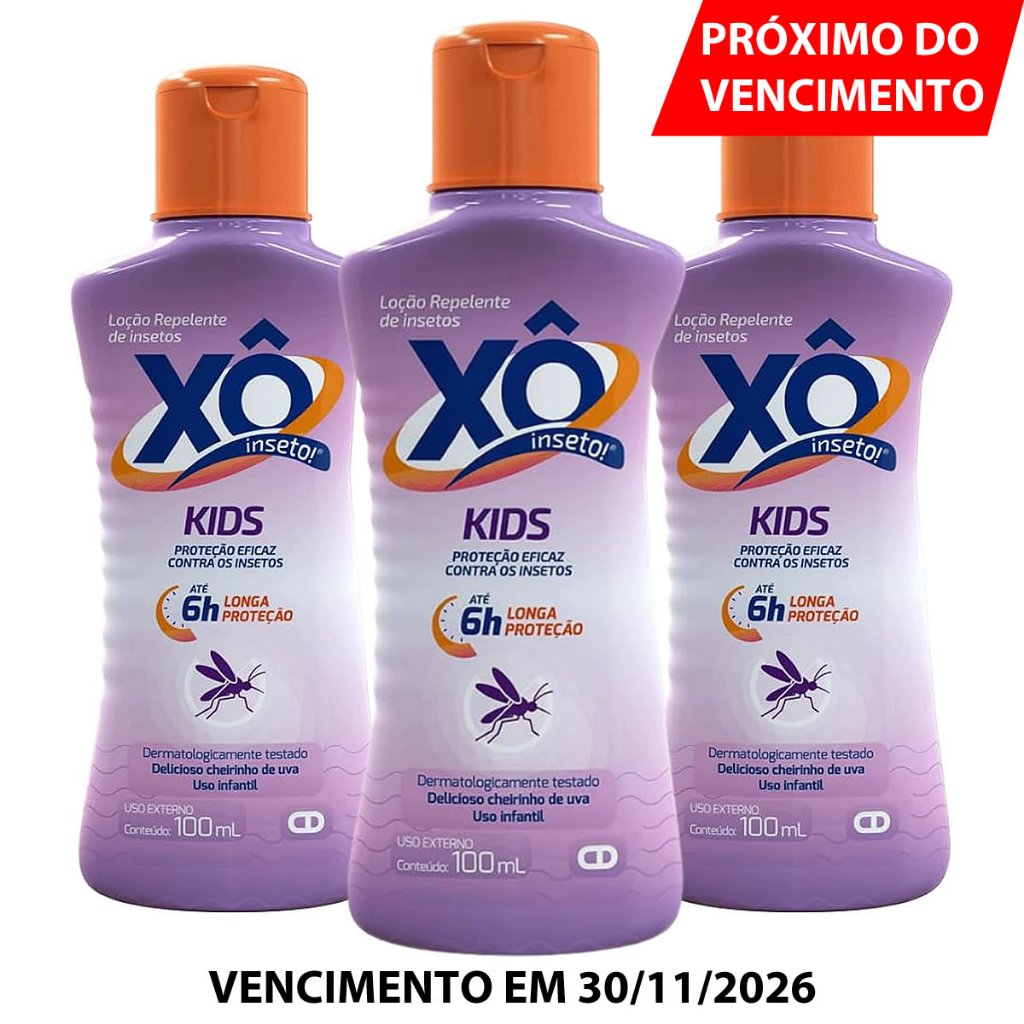 Xô Inseto Kids Loção 100ml - Kit c/ 3 unid