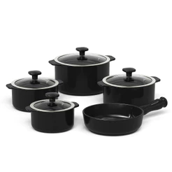 Jogo de Panelas Cerâmica Pura Ceraflame Slim 5 Peças Atóxica Preto