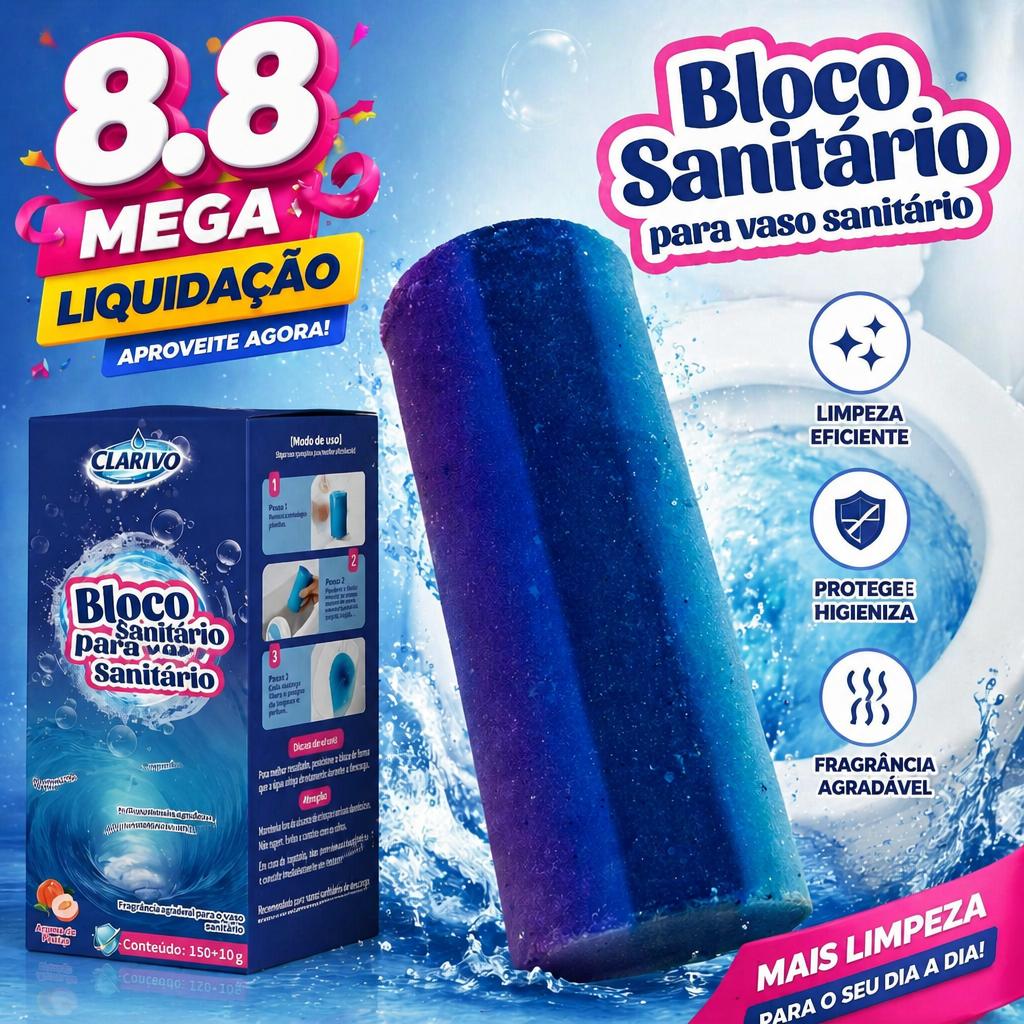 CLARIVO Bloco Sanitário para Vaso Sanitário Limpeza Automática 10.000 Descargas