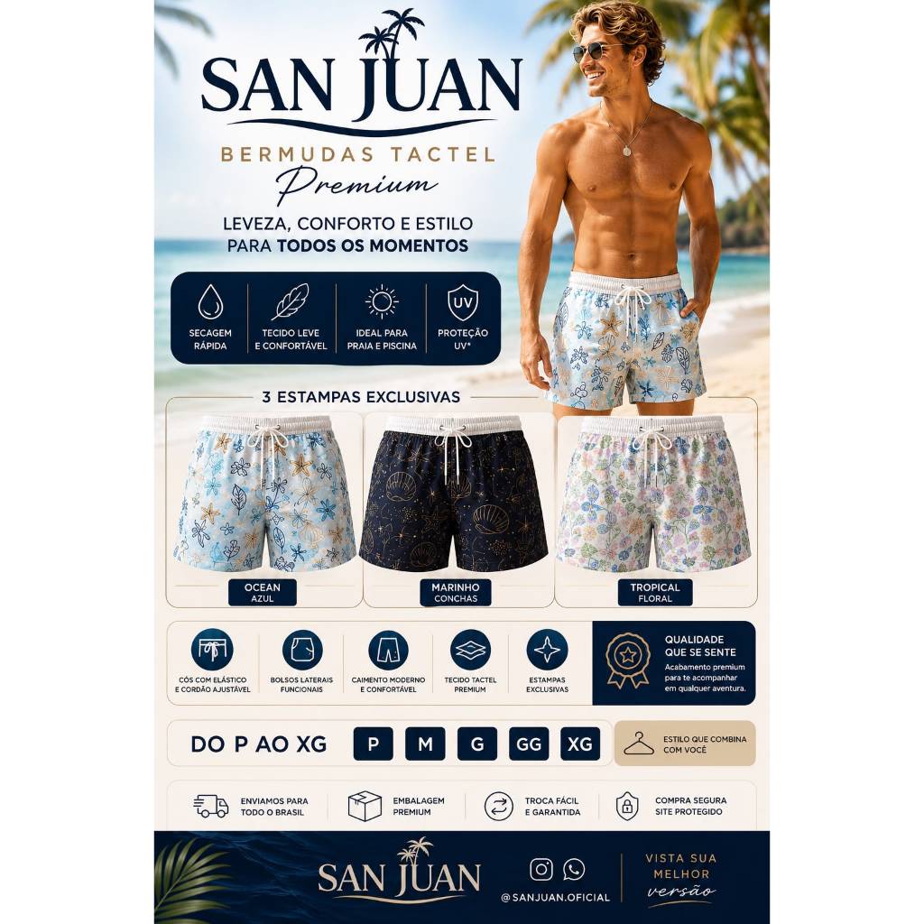 Bermuda Masculino Tecido Estampado Perfeito para Praia Piscina e Dia a Dia, academia. viagens calção ou short