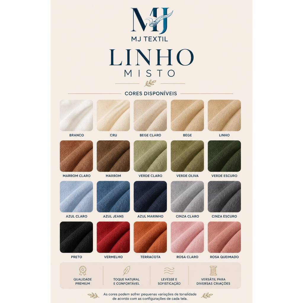 Tecido Linho Misto 3 Metros | 70% Viscose 30% Linho | 1,38m de Largura | Toque Natural e Elegante — imagem 2 de 2